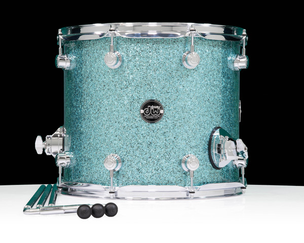 DW Performance Series 12x14 Floor Tom - Aqua Glass front view