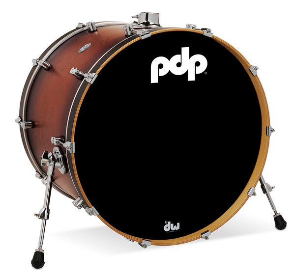 PDP Concept Series Maple Bass Drum, 18x24, Satin Tobacco Burst w/Chrome Hardware product image