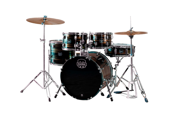Mapex Comet 5 Piece Complete Setup 18" Bd Ebony Yellow Grain product image