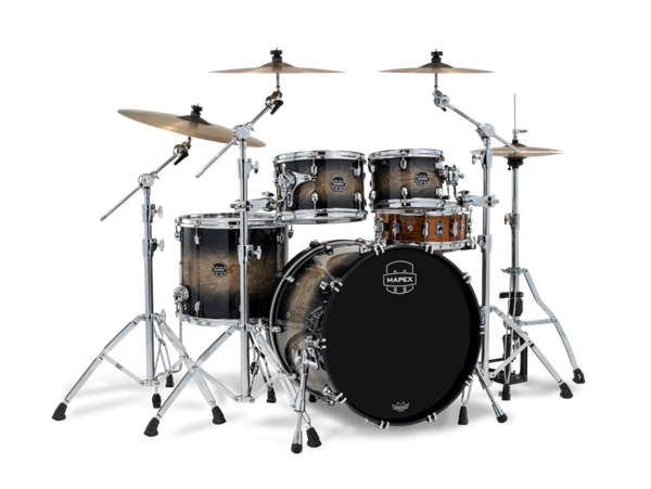 Mapex Saturn VI Rock 4 Piece Shell Pack Without Snare Black Ink Burst product image