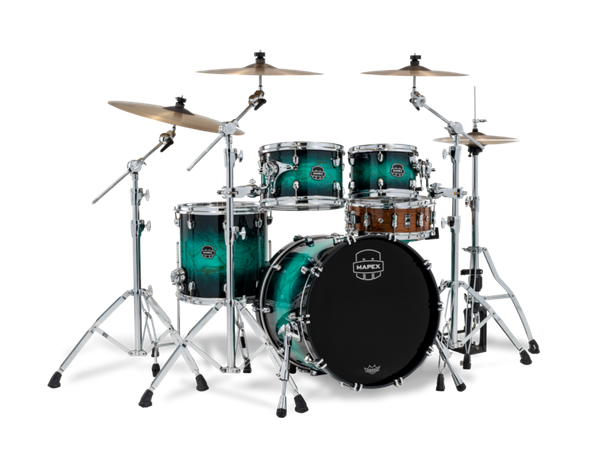 Mapex Saturn VI Fusion 4 Piece Shell Pack Without Snare Marine Teal Burst product image