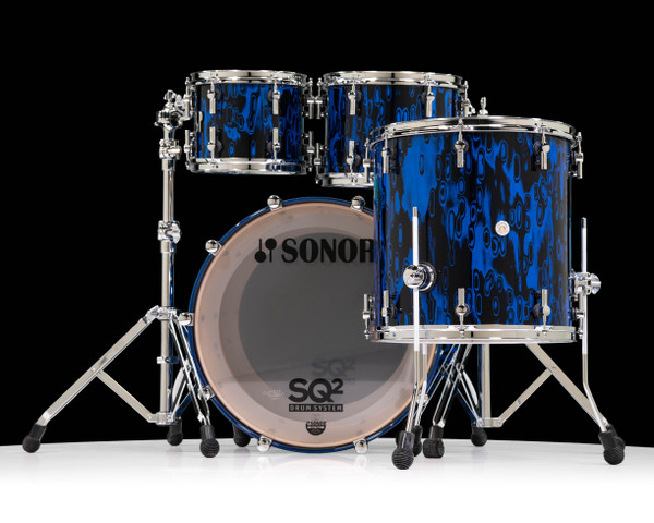 Sonor SQ2 4pc Vintage Maple Shell Pack - Blue Tribal - back view