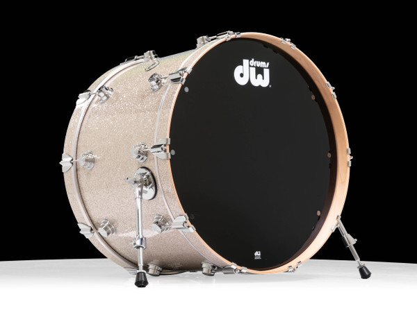 DW Collector's Series SSC Maple 16x24 Bass Drum - Broken Glass with Chrome Hardware front view