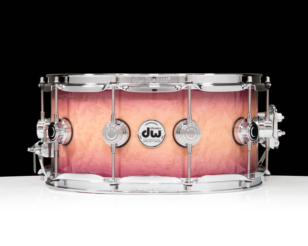 DW Collector's 6.5x14 Birdseye Maple Snare Drum - Natural to Purple Burst Burst