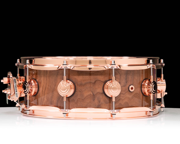 DW Collector's Series Snare 5x14 - Walnut, Natural High Gloss, Copper HW - back view