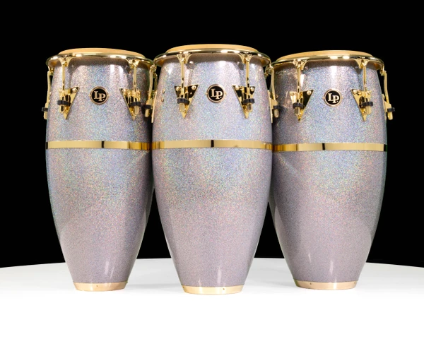 LP Galaxy Fiberglass Diamond Nebula Complete Set with Gold Hardware (Congas and Bongos) front view view