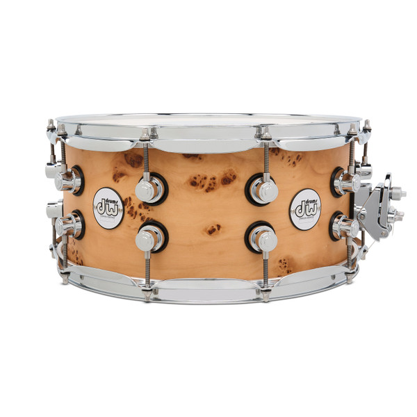 DW Design Series Limited 6.5x14 Snare Drum - Matte Mapa Burl Over Birch with Chrome Hardware product image