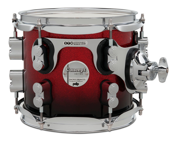 PDP Concept Maple 7x8 Tom - Red to Black Fade Sparkle Lacquer PDCM0708STRB