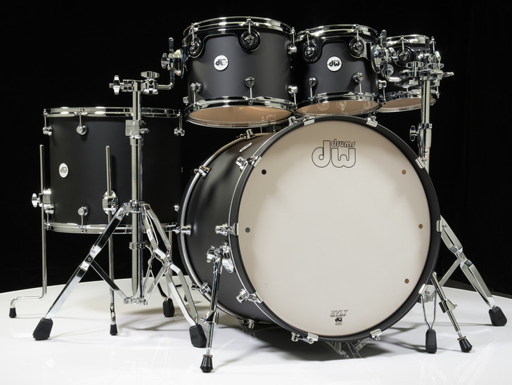 DW Design Series 6pc Drum Set 8/10/12/16/22/14SD - Black Satin