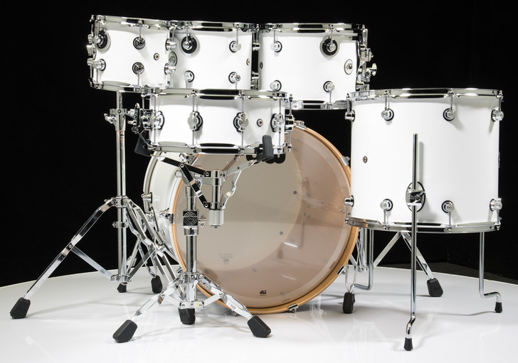 DW Design Series 6pc Drum Set - Gloss White 8/10/12/16/22/14SD Rear View