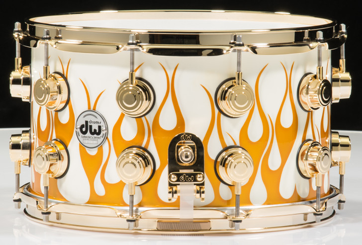 DW Collector's Series 8x14 Gold Hot Rod Flames Snare Drum Maple VLT