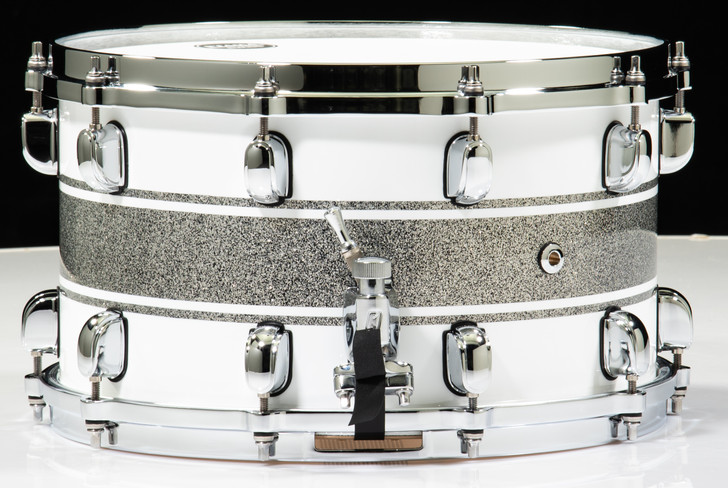 Tama Starclassic Maple 8x14 Snare- Silver Snow Racing Stripe