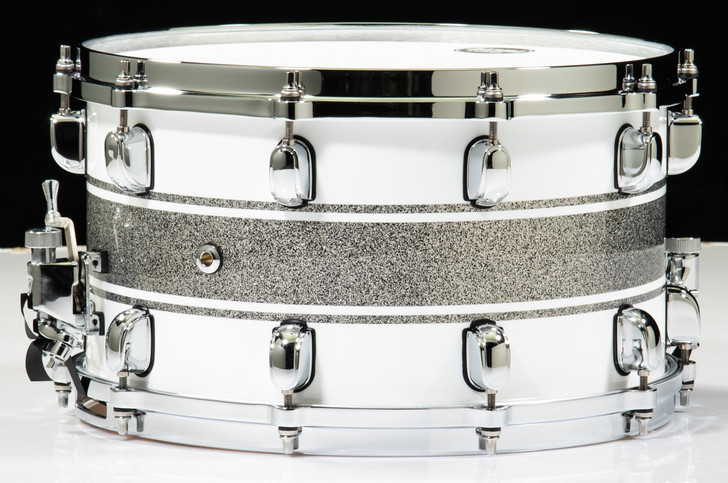 Tama Starclassic Maple 8x14 Snare- Silver Snow Racing Stripe