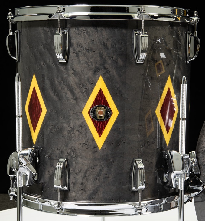 Ludwig Legacy Mahogany 3pc Shell Pack - Flash Diamond Inlay- Charcoal