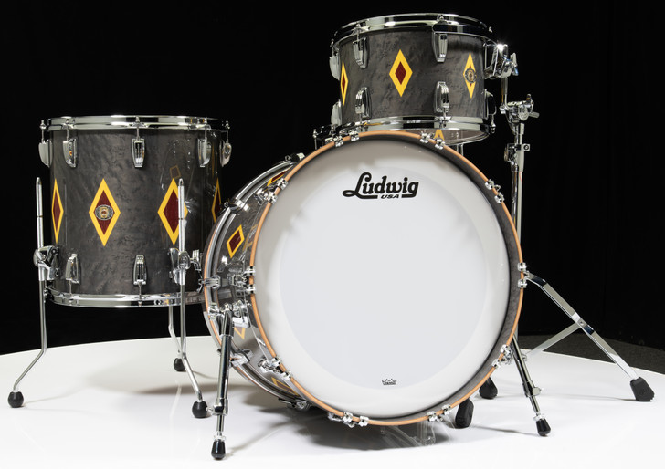 Ludwig Legacy Mahogany 4pc Shell Pack - Flash Diamond Inlay- Charcoal