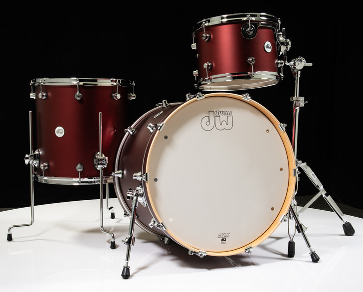 DW Design Series 3pc Drum Set 13/16/22 - Crimson Satin Metallic