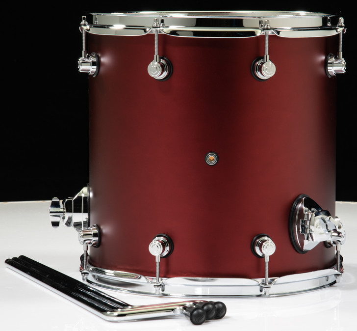 DW Design Series 14x14 Floor Tom - Crimson Satin Metallic