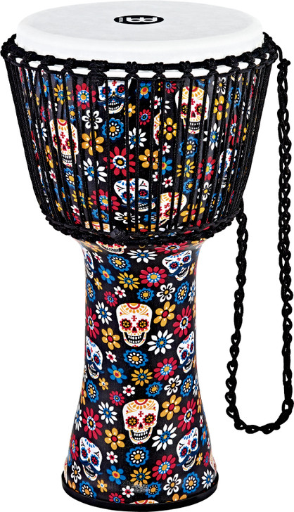 Meinl Djembe, Travel Series, 12" Synthetic Shell/Head, Rope Tuned, Large, Day of The Dead Finish