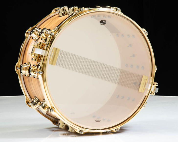 DW Collector's 8x14 Snare - Hard Satin over Olive Ash Burl  w/Gold HW