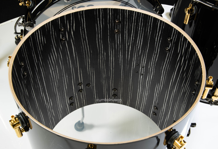 Sonor SQ2 5pc Birch Kit - Jet Black w/Ebony White Stripe Interior