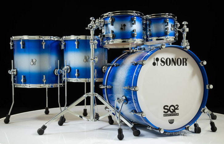 Sonor SQ2 5pc Maple Kit 10/12/14/16/22/13SD - Blue Silver Sparkle