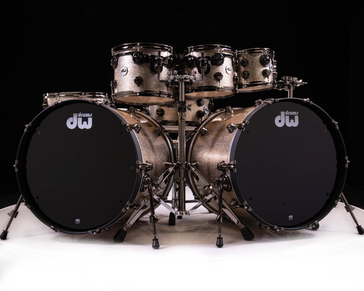 DW Collector's 8pc Maple Kit - Nickel Sparkle Glass w/Black Nickel HW