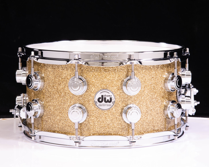 DW Collector's 7x14 Pure Maple Snare - Gold Glass w/Chrome HW