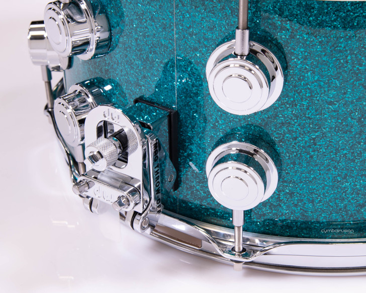 DW Collector's Pure Maple 7x14 Snare - Teal Glass w/ Chrome HW