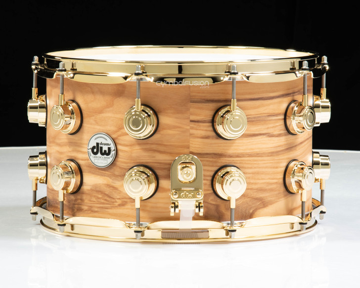 DW Collector's 8x14 Snare Drum Golden Natural Satin Oil w/Gold HW