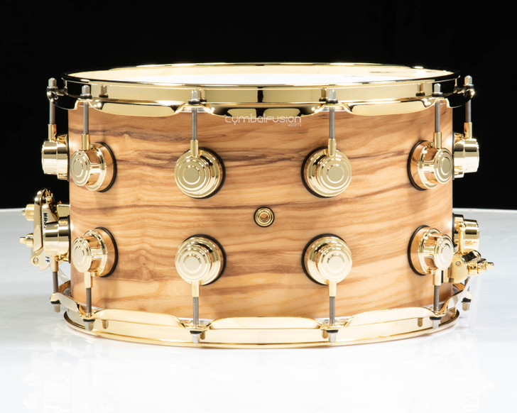 DW Collector's 8x14 Snare Drum Golden Natural Satin Oil w/Gold HW