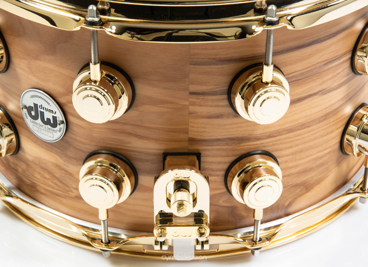 DW Collector's 8x14 Snare Drum Golden Natural Satin Oil w/Gold HW