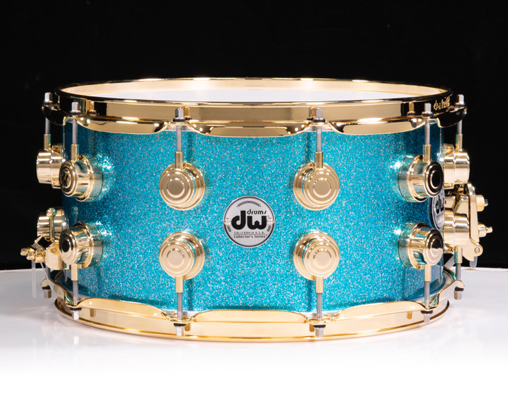 DW Collectors 7x14 SSC Maple Snare Drum - Silver Blue Sparkle Lacquer