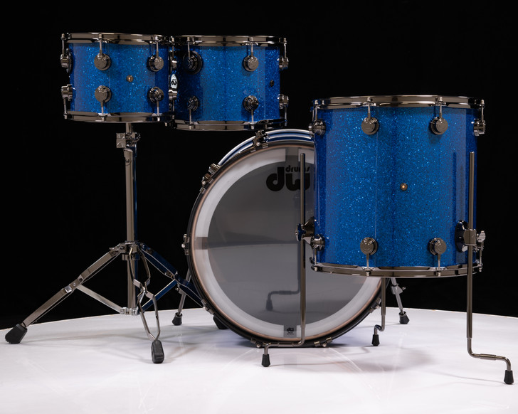 DW Collector's 4pc Maple Kit - Blue Glass -Black Nickel - Ebony Hoops