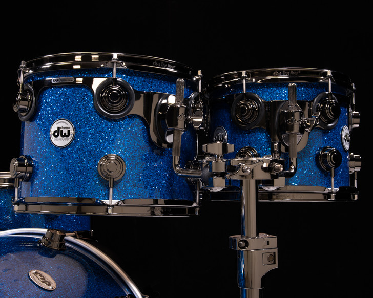 DW Collector's 4pc Maple Kit - Blue Glass -Black Nickel - Ebony Hoops