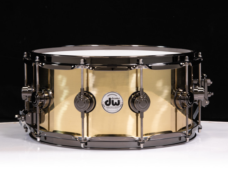 DW Collector's Series Polished Brass 3mm 6.5x14 Snare w/Black Nickel