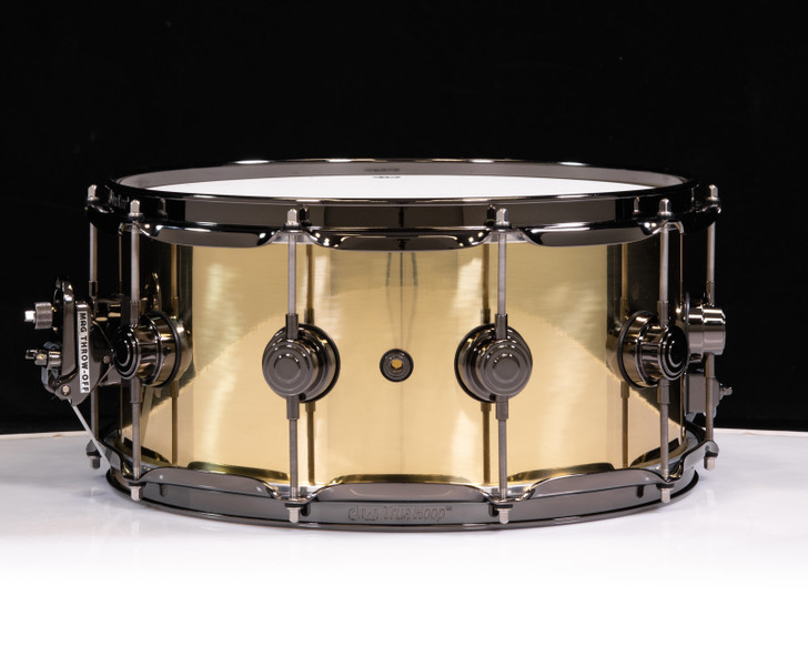 DW Collector's Series Polished Brass 3mm 6.5x14 Snare w/Black Nickel