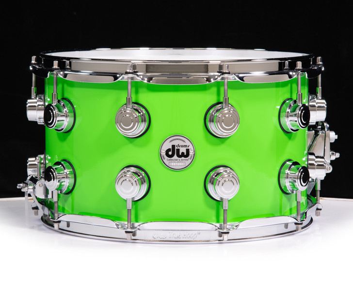 DW Collector's Series 8x14 Brass Snare - Neon Green DRVD0814SV