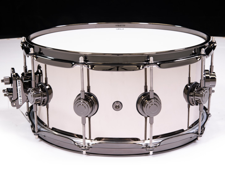 DW Collector's Nickel Over Brass 6.5x14 Snare - Black Nickel Hardware