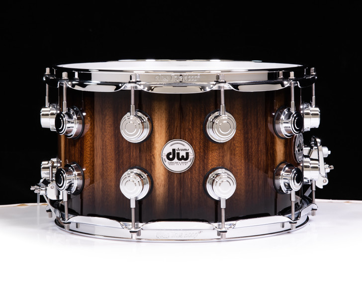 DW Collector's Series 8x14 Snare Drum Black Burst Over Monkey Pod