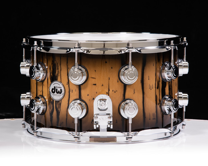 DW Collector's Series Ivory Ebony 8x14 Snare Drum Candy Black Burst
