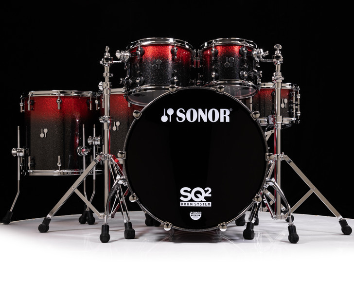 Sonor SQ2 6pc Medium Beech Kit - Black to Red Sparkle