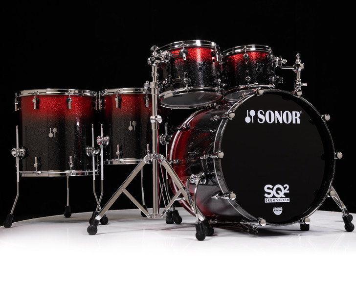 Sonor SQ2 6pc Medium Beech Kit - Black to Red Sparkle