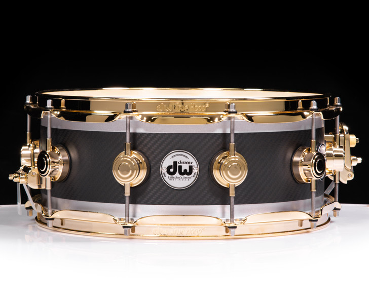 dw edge (14×5) DW Collector's Carbon Fiber Edge 5.5x14 Snare w/Gold HW