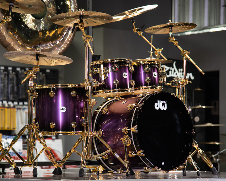DW Collector's 5pc Maple Kit - Anodized Purple to Black Burst w/Gold HW