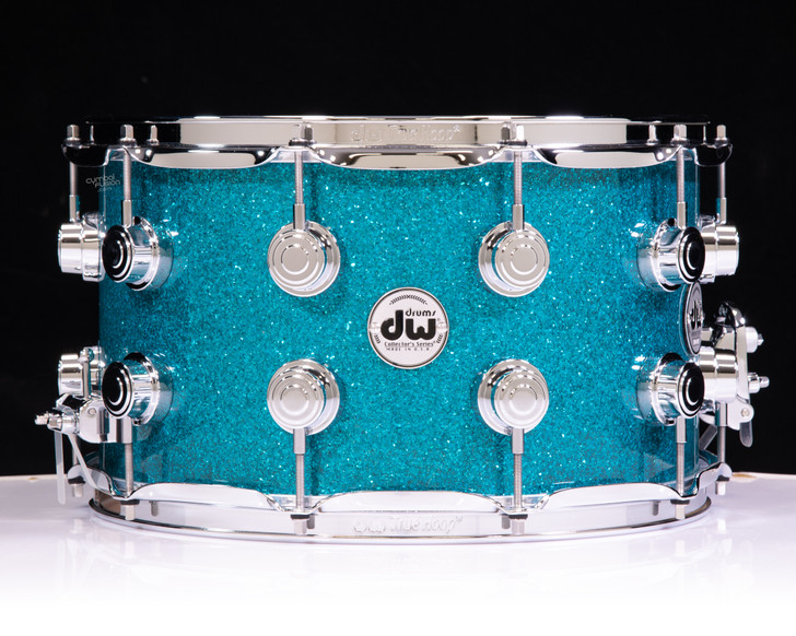 DW Collector's 8x14 SSC Maple Snare - Teal Glass w/ Chrome HW