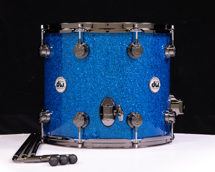 DW Collector's 333 Maple 12x14 Floor Tom - Blue Glass w/Black Nickel