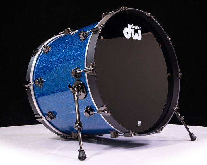 DW Collector's 333 Maple 18x22 Kick Drum - Blue Glass w/Black Nickel