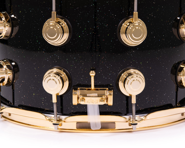 DW Collector Series 8x14 SSC Maple Snare Drum - Black Mirra w/Gold HW