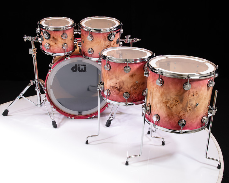 DW Collector's 5pc SSC Maple Kit - Magenta Burst over Mapa Burl