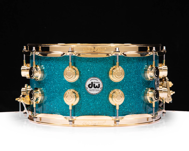 DW Collector's 7x14 SSC Maple Snare - Teal Glass w/Gold HW (DRX10714SSG083)